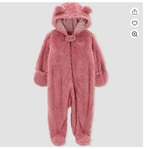 Carter's Just One You Pink Bear Sherpa Jumpsuit - size 9 Months
